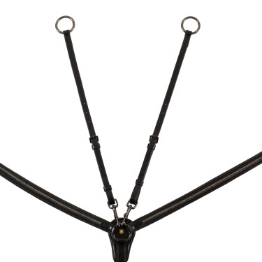 Collier de chasse Equestro avec fourche en cuir tanné et clincher noir