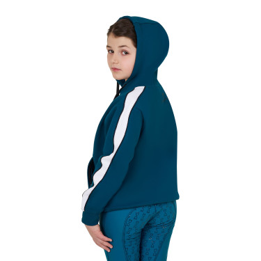 Sweat à capuche Equestro en coton pour fille avec fermeture éclair frontale