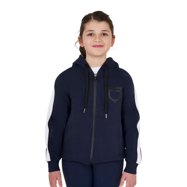 Sweat à capuche Equestro en coton pour fille avec fermeture éclair frontale Marine blazer Bleu marine