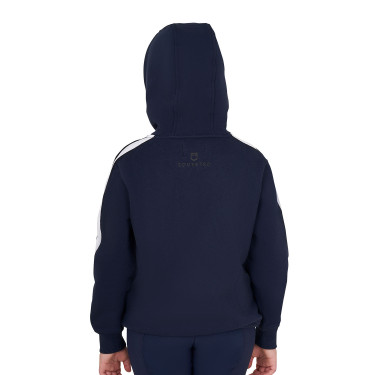 Meisjessweater van katoen met capuchon en ritssluiting aan de voorkant Marineblazer Marineblauw