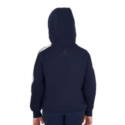 Sweat à capuche Equestro en coton pour fille avec fermeture éclair frontale Marine blazer Bleu marine