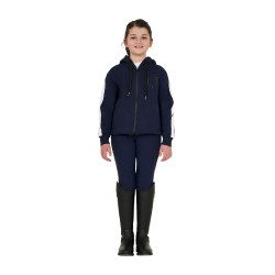 Meisjessweater van katoen met capuchon en ritssluiting aan de voorkant Marineblazer Marineblauw
