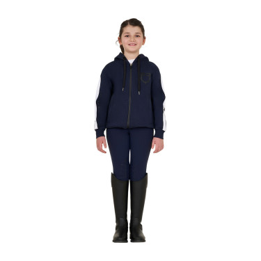 Sweat à capuche Equestro en coton pour fille avec fermeture éclair frontale Marine blazer Bleu marine