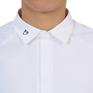 Polo de concours homme Equestro Ridertechnology manches courtes boutons