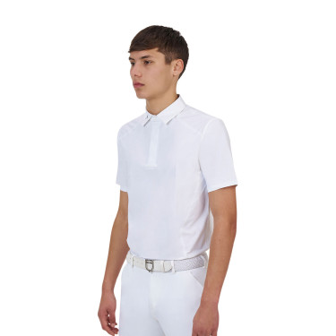 Polo de concours homme Equestro Ridertechnology manches courtes boutons