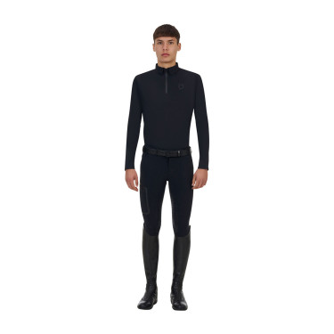 Polo d’entraînement homme Equestro Ridertechnology manches longues avec zip