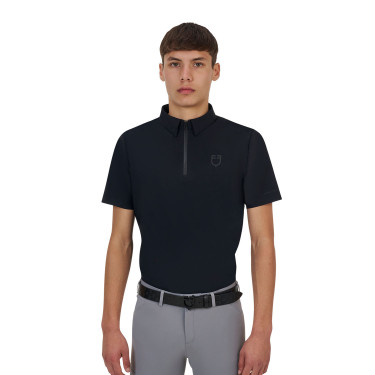 Polo d’entraînement homme Equestro Ridertechnology manches courtes avec zip
