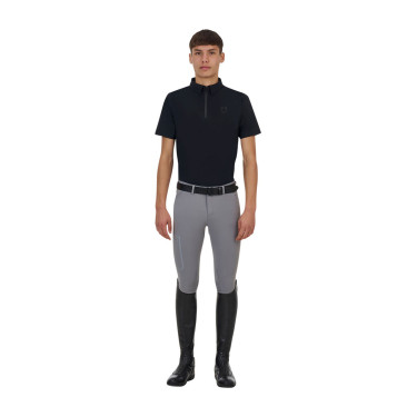 Polo d’entraînement homme Equestro Ridertechnology manches courtes avec zip