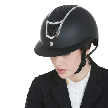 Casque à paillettes Equestro à large visière homologation EN 1384-2023