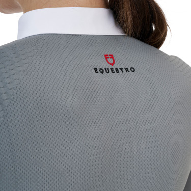 Polo de concours femme Equestro Ridertechnology à manches longues avec zip