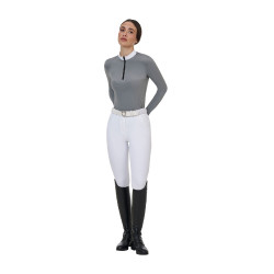 Polo de concours femme Equestro Ridertechnology à manches longues avec zip