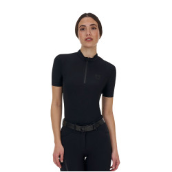 Polo d’entraînement femme Equestro Ridertechnology manches courtes avec zip