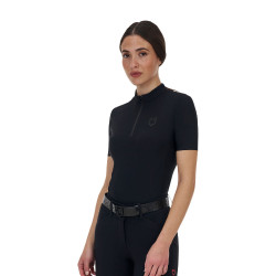Polo d’entraînement femme Equestro Ridertechnology manches courtes avec zip