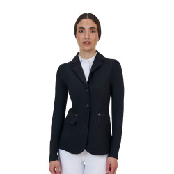 Veste de concours femme Equestro Ridertechnology coutures thermosoudées Noir
