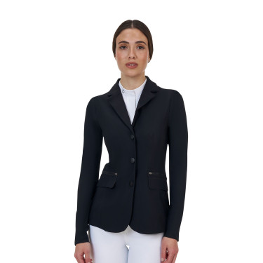 Veste de concours femme Equestro Ridertechnology coutures thermosoudées Noir