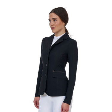 Veste de concours femme Equestro Ridertechnology coutures thermosoudées Noir