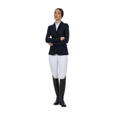 Veste de concours femme Equestro Ridertechnology coutures thermosoudées Noir