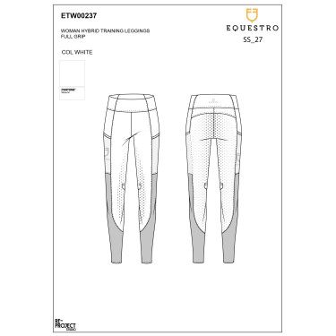 Dames full grip rijleggings met geperforeerde inzetstukken Wit