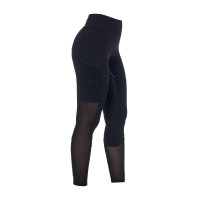 Legging Equestro femme full grip avec inserts perforés Noir