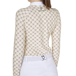 Dames wedstrijdpolo met lange mouwen met monogramprint