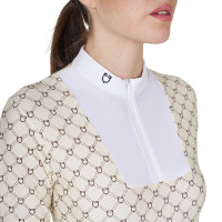 Dames wedstrijdpolo met lange mouwen met monogramprint