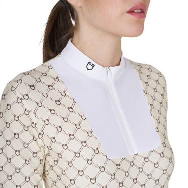 Polo de concours Equestro femme à manches longues avec imprimé monogramme