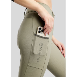 MoGaia Gun Metal Caviar rijbroek met telefoonzakken Wit F/G Montar