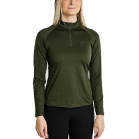 MoErica langärmliges Winter-Poloshirt mit Viertelreißverschluss Dusty Rose Montar Olijfkleurig Groen