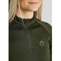MoErica langärmliges Winter-Poloshirt mit Viertelreißverschluss Dusty Rose Montar Olijfkleurig Groen