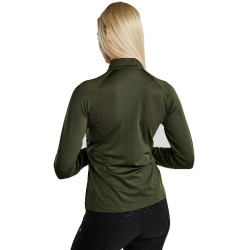 Polo manches longues d’hiver MoErica avec quart de zip Dusty Rose Montar Olive Vert