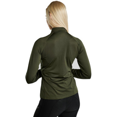 Polo manches longues d’hiver MoErica avec quart de zip Dusty Rose Montar Olive Vert