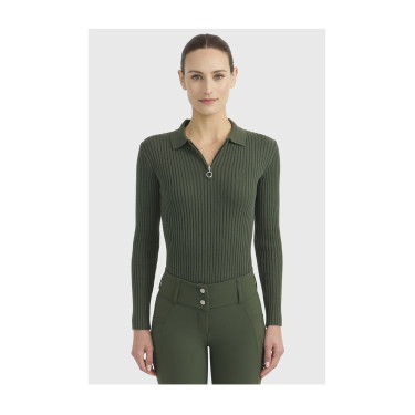 Polo d’équitation femme Harcour Celeste manches longues