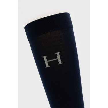 Carly Sokken x3 Harcour Wijnstok / marine / visgraat Beige