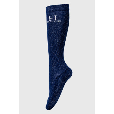 Chaussettes à pailettes Harcour Happy par 2 Marine Bleu marine