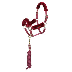 Licol et longe en fausse fourrure Shires Arma Bordeaux Licol et longe en fausse fourrure Shires Arma Bordeaux