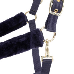 Licol et longe en fausse fourrure Shires Arma Marine Bleu marine