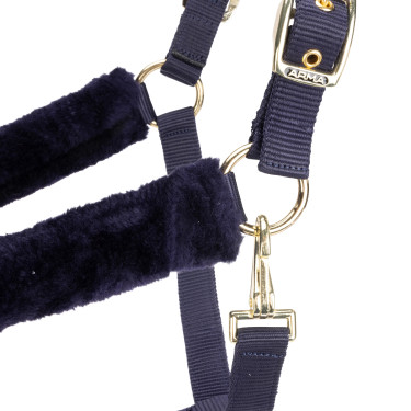 Licol et longe en fausse fourrure Shires Arma Marine Bleu marine