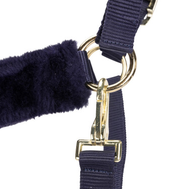 Licol et longe en fausse fourrure Shires Arma Marine Bleu marine