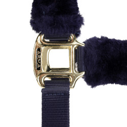 Licol et longe en fausse fourrure Shires Arma Marine Bleu marine