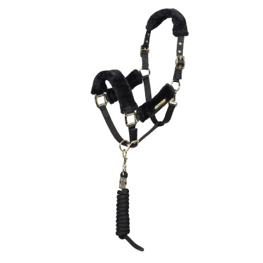 Licol et longe équitation Shires ARMA en fausse fourrure
