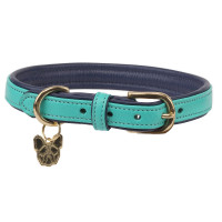 Collier pour chien en cuir matelassé Shires Digby & Fox Aqua Bleu