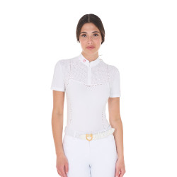 Polo de concours femme coupe slim en tissu perforé avec zip Equestro