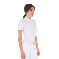 Polo de concours femme coupe slim en tissu perforé avec zip Equestro