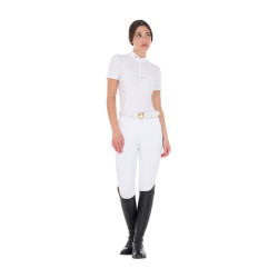Polo de concours femme coupe slim en tissu perforé avec zip Equestro
