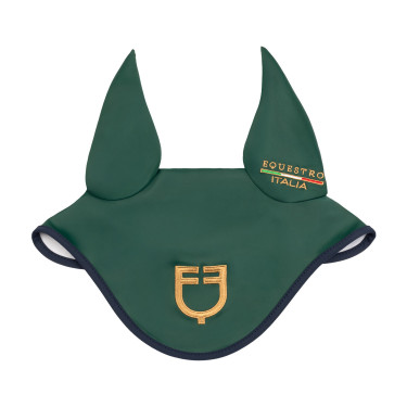 Bonnet en tissu technique Equestro X Fise 100 Vert sauge profond / forêt bleue