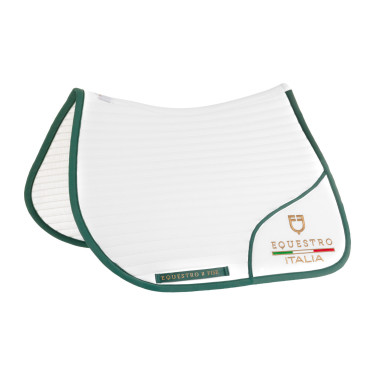 Tapis de saut avec logo brodé Equestro X Fise 100 Blanc / vert sauge profond