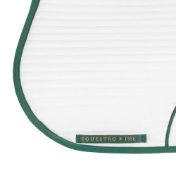 Tapis de saut avec logo brodé Equestro X Fise 100 Blanc / vert sauge profond
