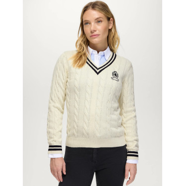 Roseville Dames Kabel V-hals Trui Tommy Hilfiger Equestrian