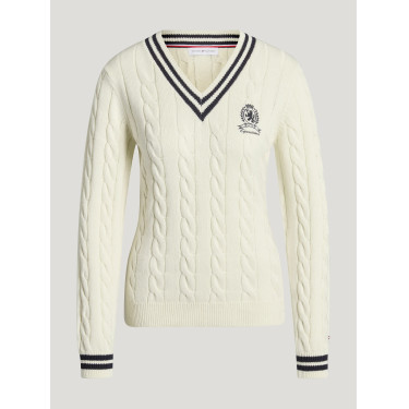 Roseville Dames Kabel V-hals Trui Tommy Hilfiger Equestrian