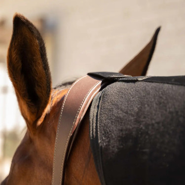 Fleece zweetdeken met hals voor paard 165 cm – zwart
